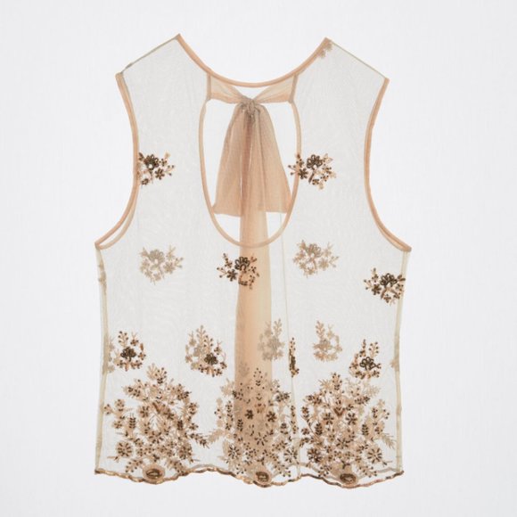 ZARA LIMITED EDITION LINGERIE COLLECTION SHEER EMBELLISED BORDUURSELS TOP BLOUSE - Picture 8 of 16